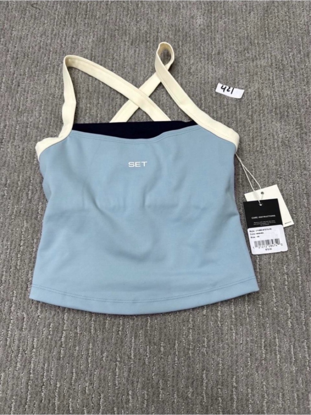 SET Active Light Blue and Cream Crossback Tank Top